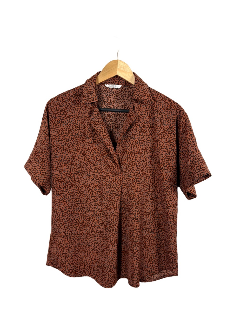 THML Rust Brown Short-Sleeve Button Down Blouse